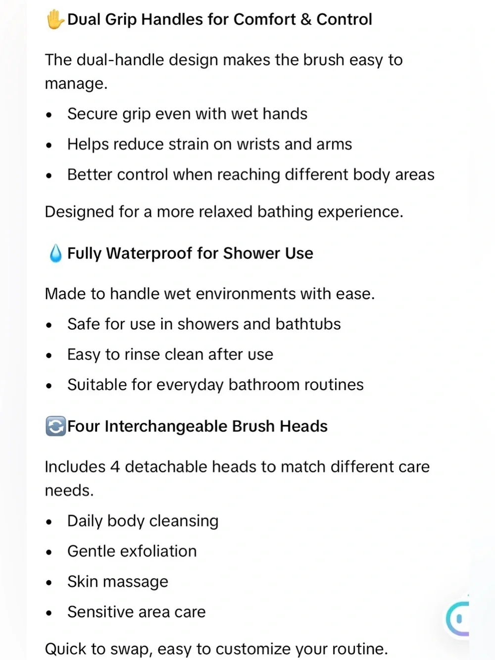 Rechargeable Electric Body Scrubber, Waterproof 360° Rotating Shower Brush